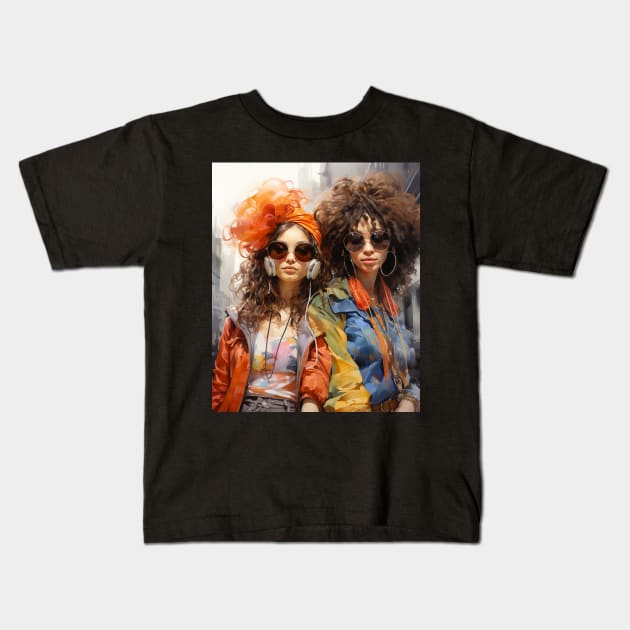 Hip Hop Girls Fashion 70's Kids T-Shirt by Spit in my face PODCAST